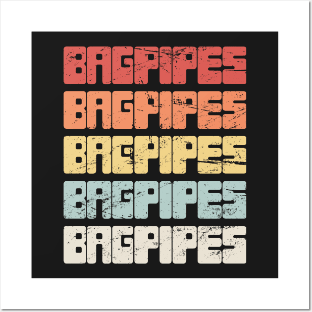 Vintage 70s BAGPIPES Text Wall Art by MeatMan